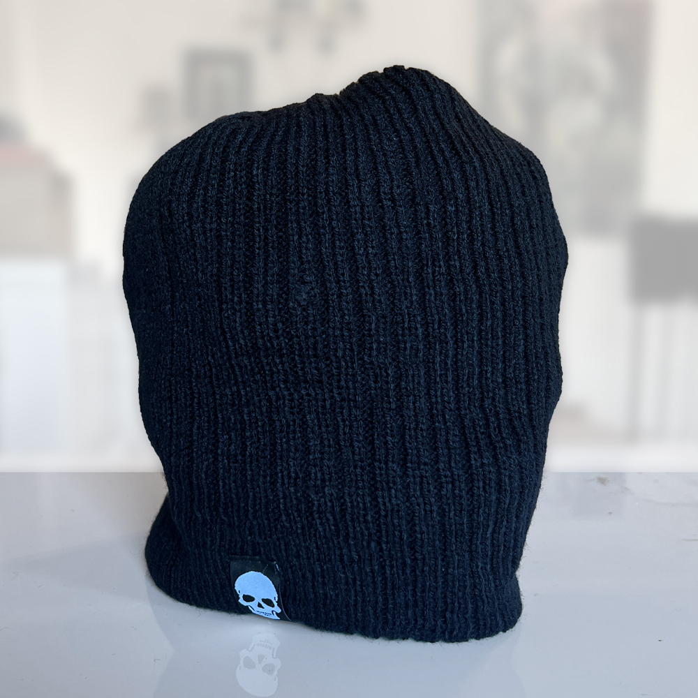 Black ribbed fleece beanie
