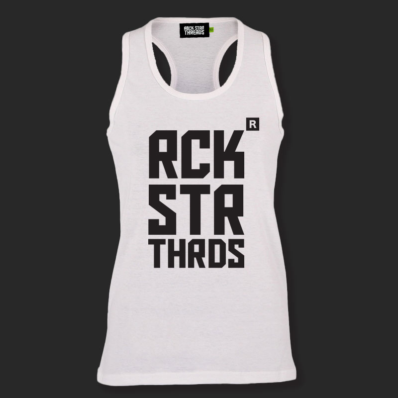 No vowels – racerback tank – white