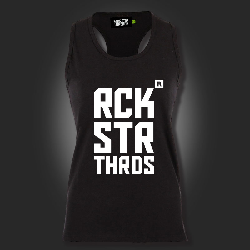 No vowels – racerback tank – black
